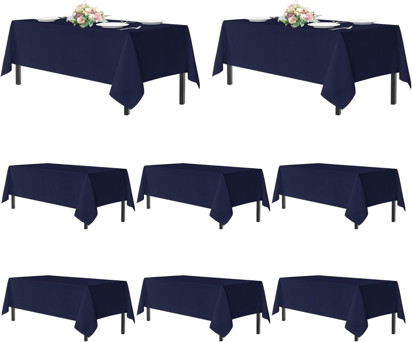 Navy Blue Tablecloths for 6 Foot Rectangle Tables - 8 Pack