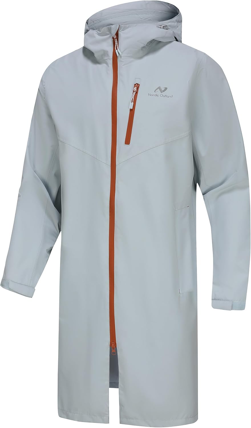 Waterproof Breathable Long Rain Jacket for Men with Hood