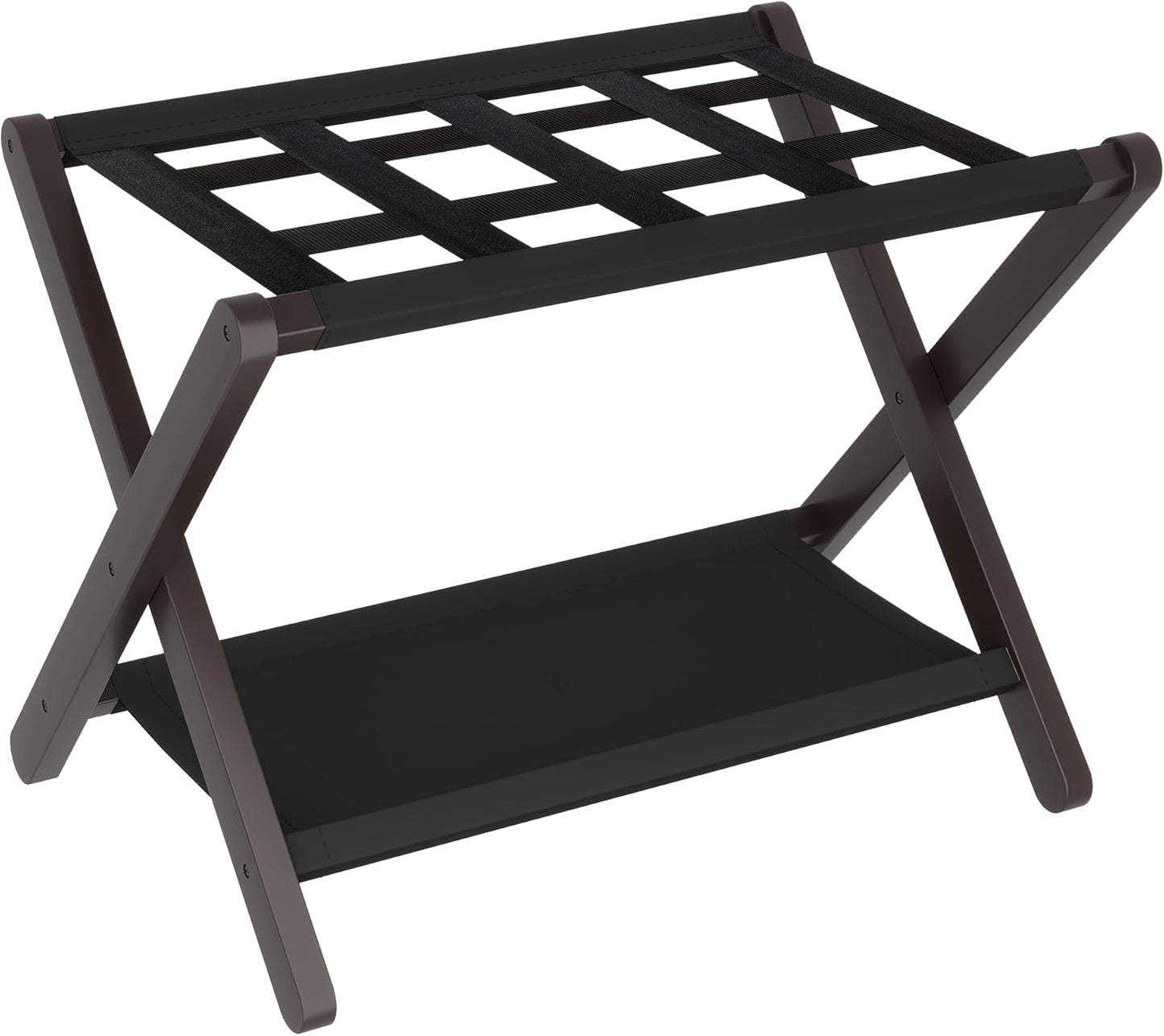 Heybly Luggage Rack for Guest Room with Storage Shelf, Brown