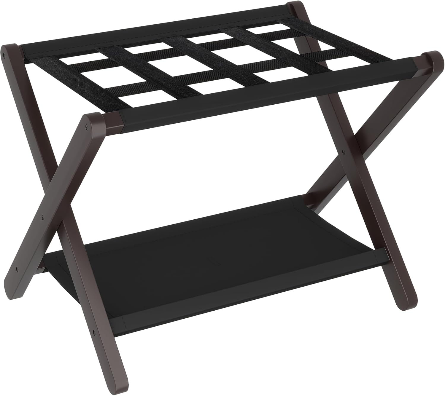 Heybly Luggage Rack for Guest Room with Storage Shelf, Brown