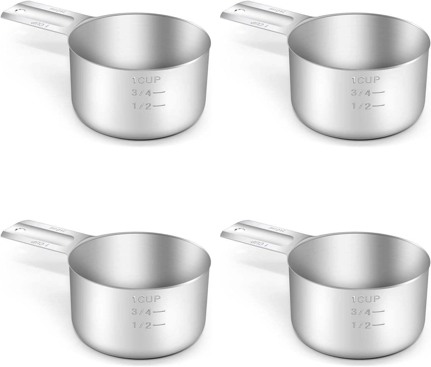 4PCS 1Cup Stainless Steel Measuring Cup Set for Kitchen Use