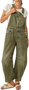Y2k Baggy Barrel Jeans Overalls - Relaxed Wide Leg Denim