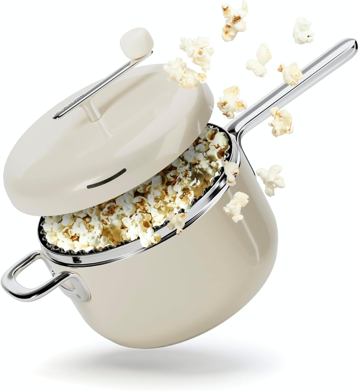 POPSMITH Cream Popcorn Popper - 6Qt Stovetop Stainless Steel