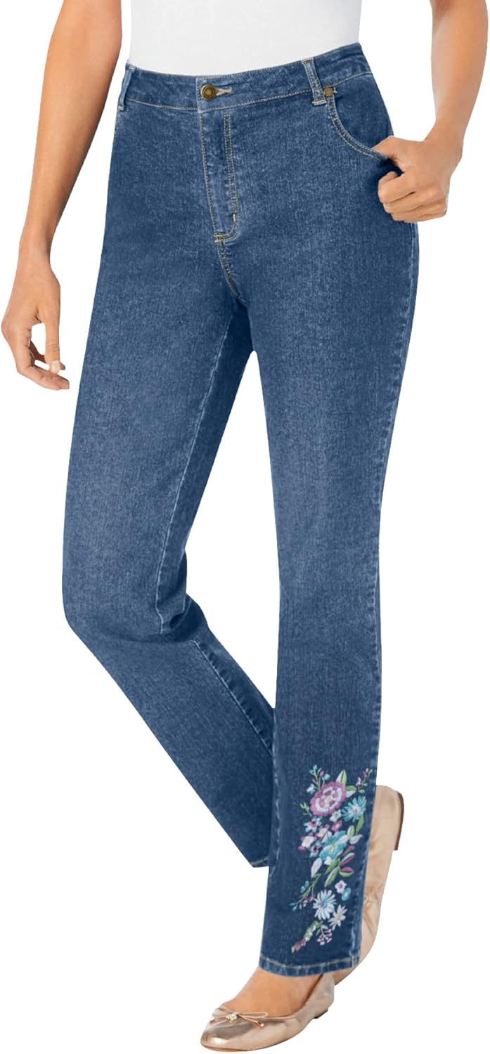 Plus Size Straight-Leg Stretch Denim Five-Pocket Jeans Review