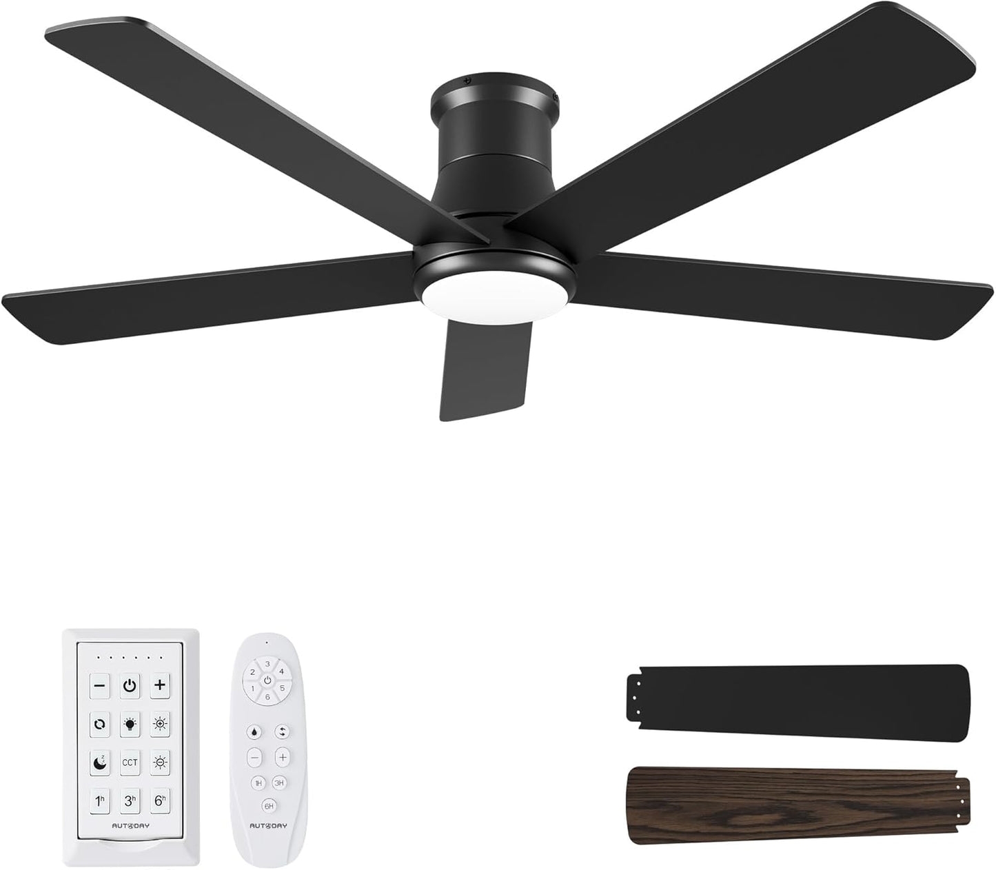 52 Inch Low Profile Ceiling Fan with Light for Modern Homes