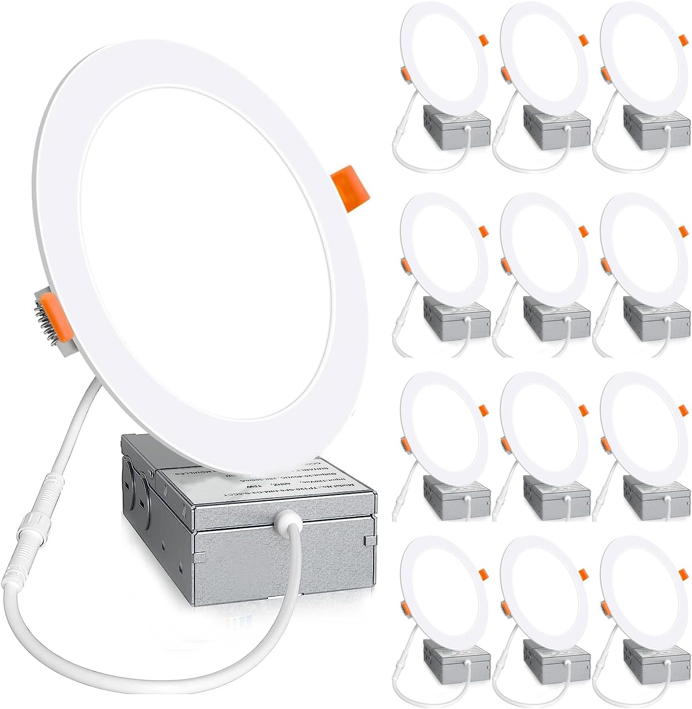 Ultra-Thin 6 Inch LED Recessed Ceiling Light 12 Pack 6000K
