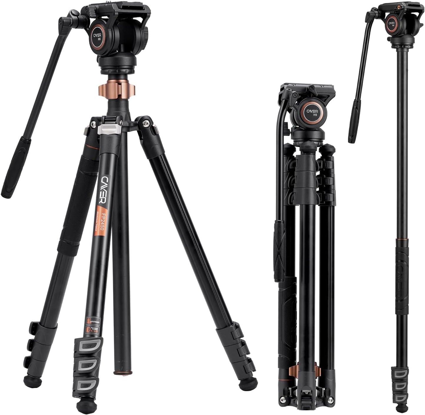 Cayer FP2450 Fluid Head Tripod for DSLR and Camcorder Use