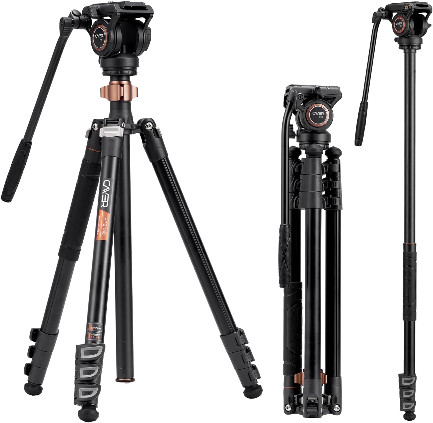Cayer FP2450 Fluid Head Tripod for DSLR and Camcorder Use