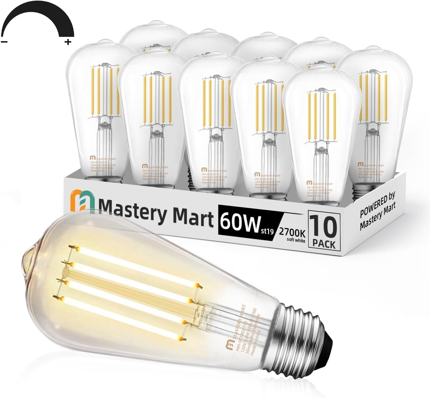 Vintage Edison Bulbs 10 Pack Dimmable E26 LED 5.5W Soft White