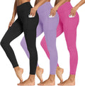 Leggings with Pockets for Women - 3 Pack High Waisted Tummy Control 8%