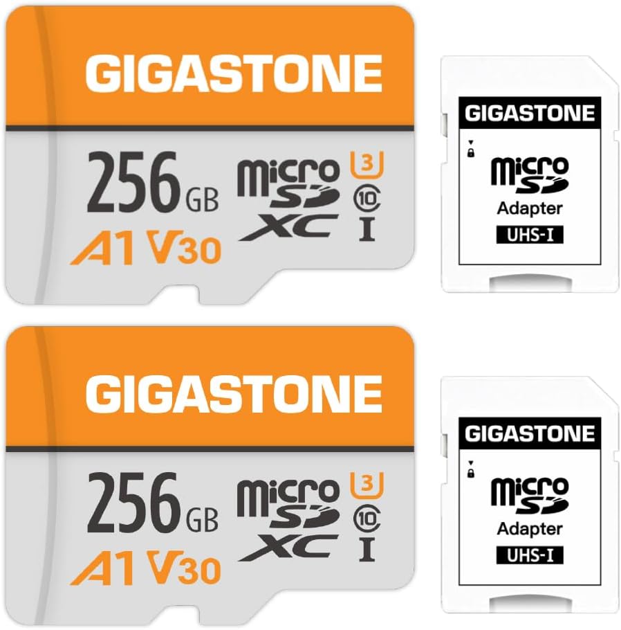 GIGASTONE 256GB Micro SD Card 2-Pack for 4K Video Recording