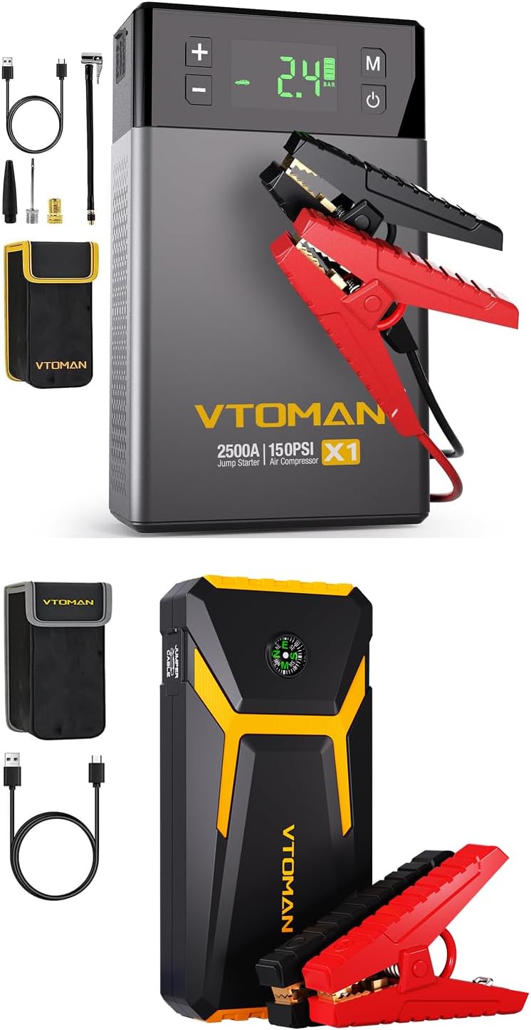VTOMAN X1 Jump Starter: 2500A Power, Air Compressor, Lithium Battery