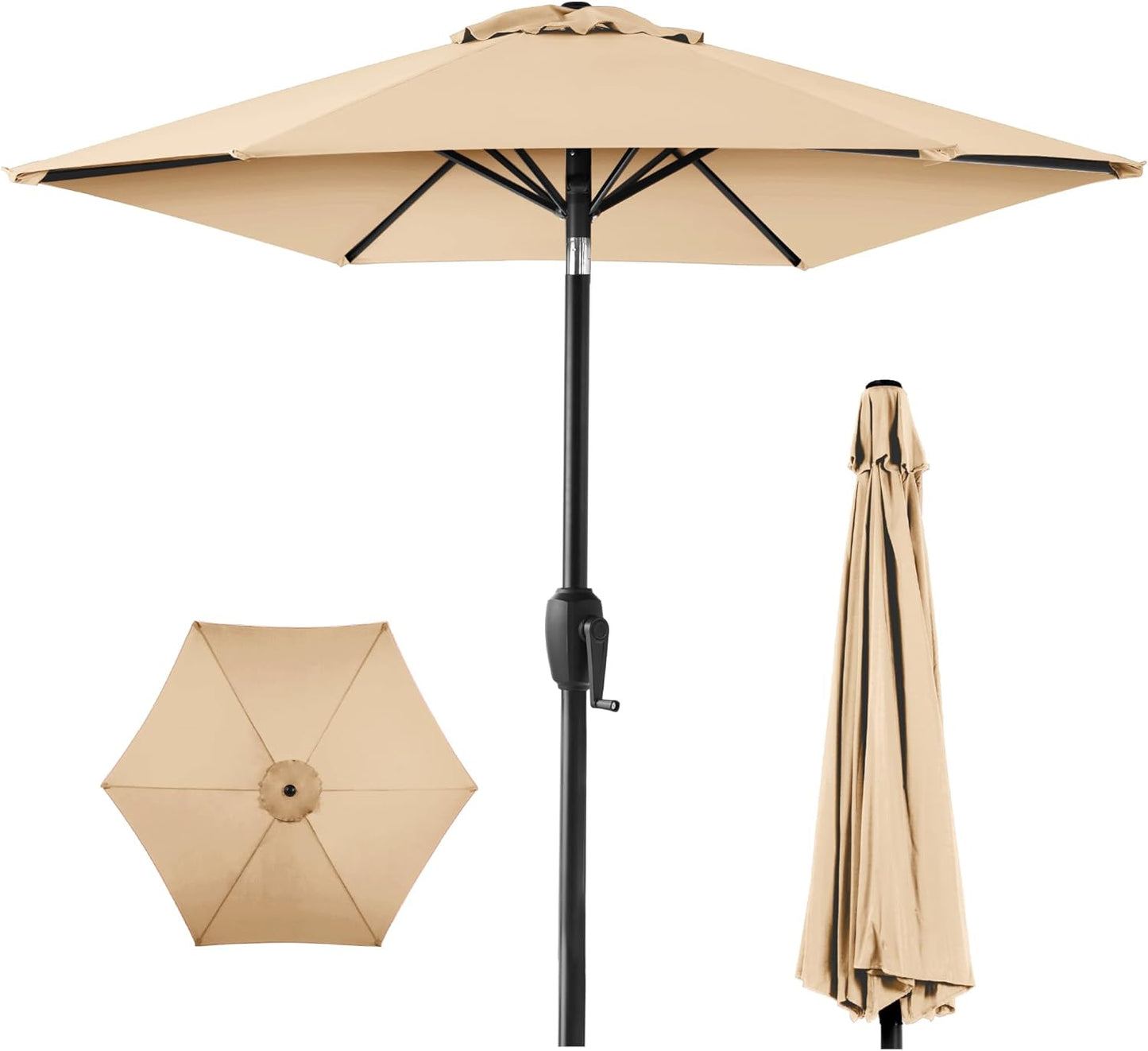 7.5ft Heavy-Duty Round Outdoor Market Table Umbrella - Sand