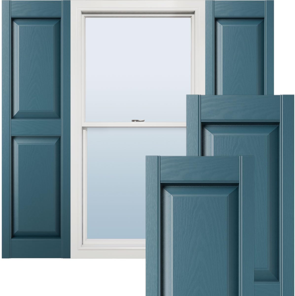 Ekena Millwork Vinyl Raised Panel Shutters in Midnight Blue