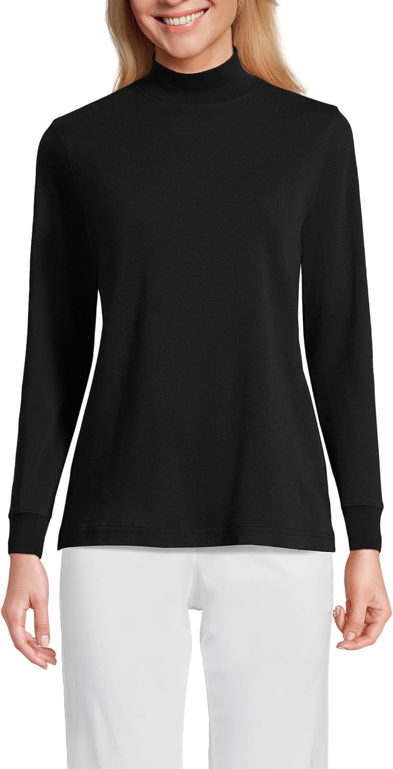 Lands' End Women's Relaxed Cotton Long Sleeve Turtleneck Shirt