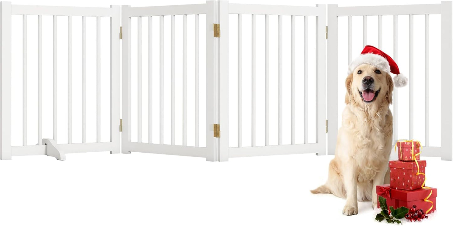 Solid Wood Freestanding Pet Gate - 4 Panels for Safety
