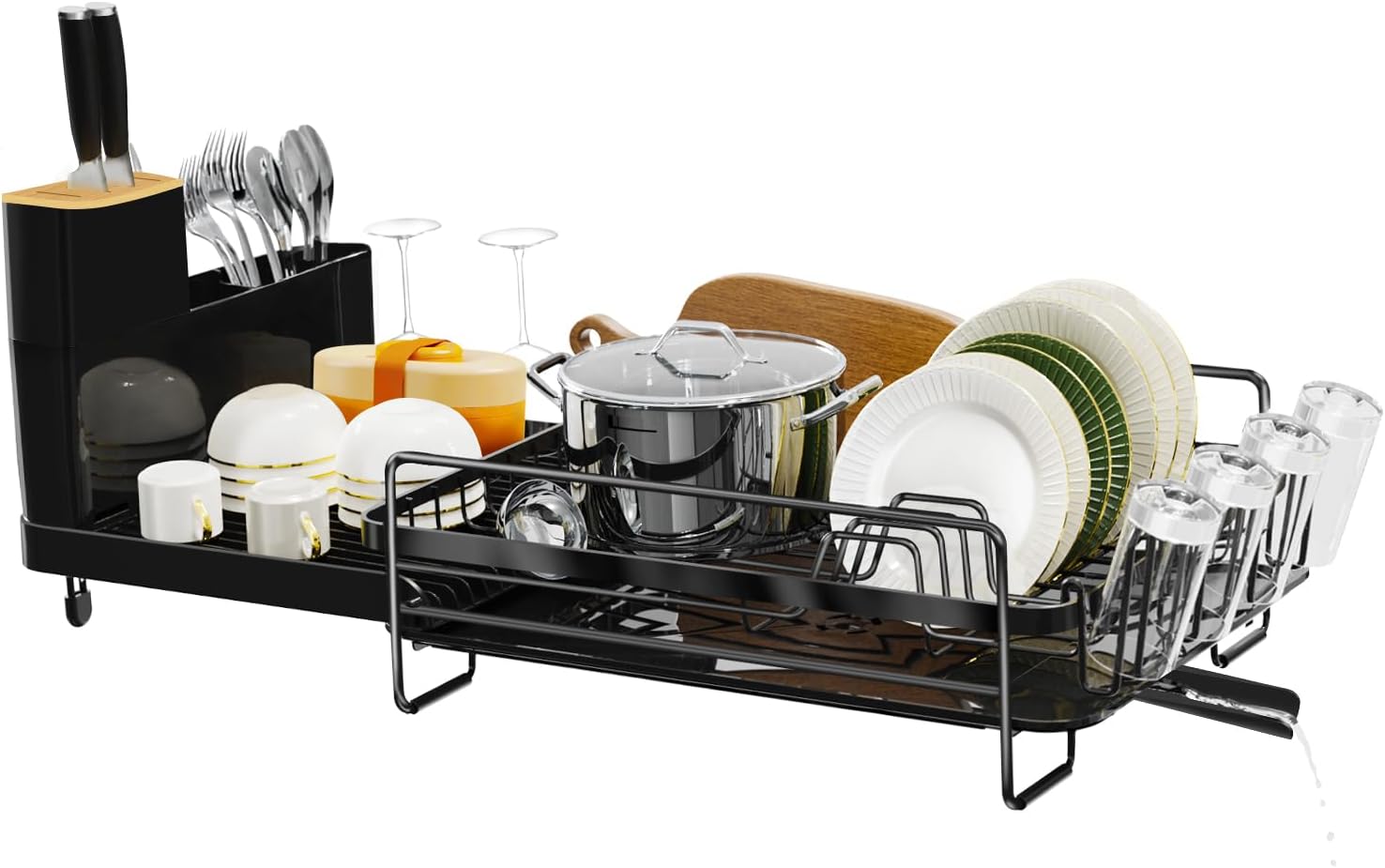 Runnatal Large Dish Drying Rack with Drainboard Set for Kitchen