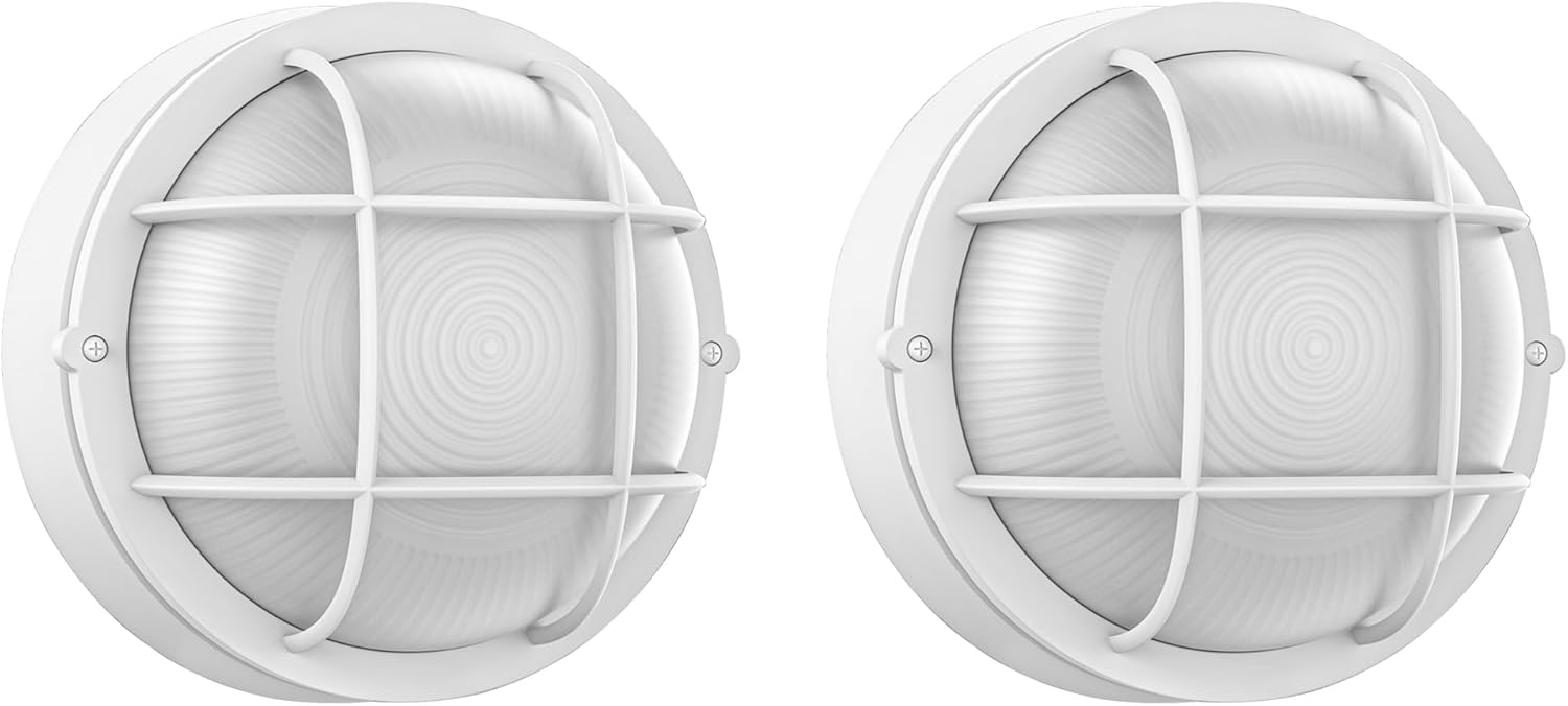 8in Round Bulkhead LED Light Fixture for Nautical Outdoor Use