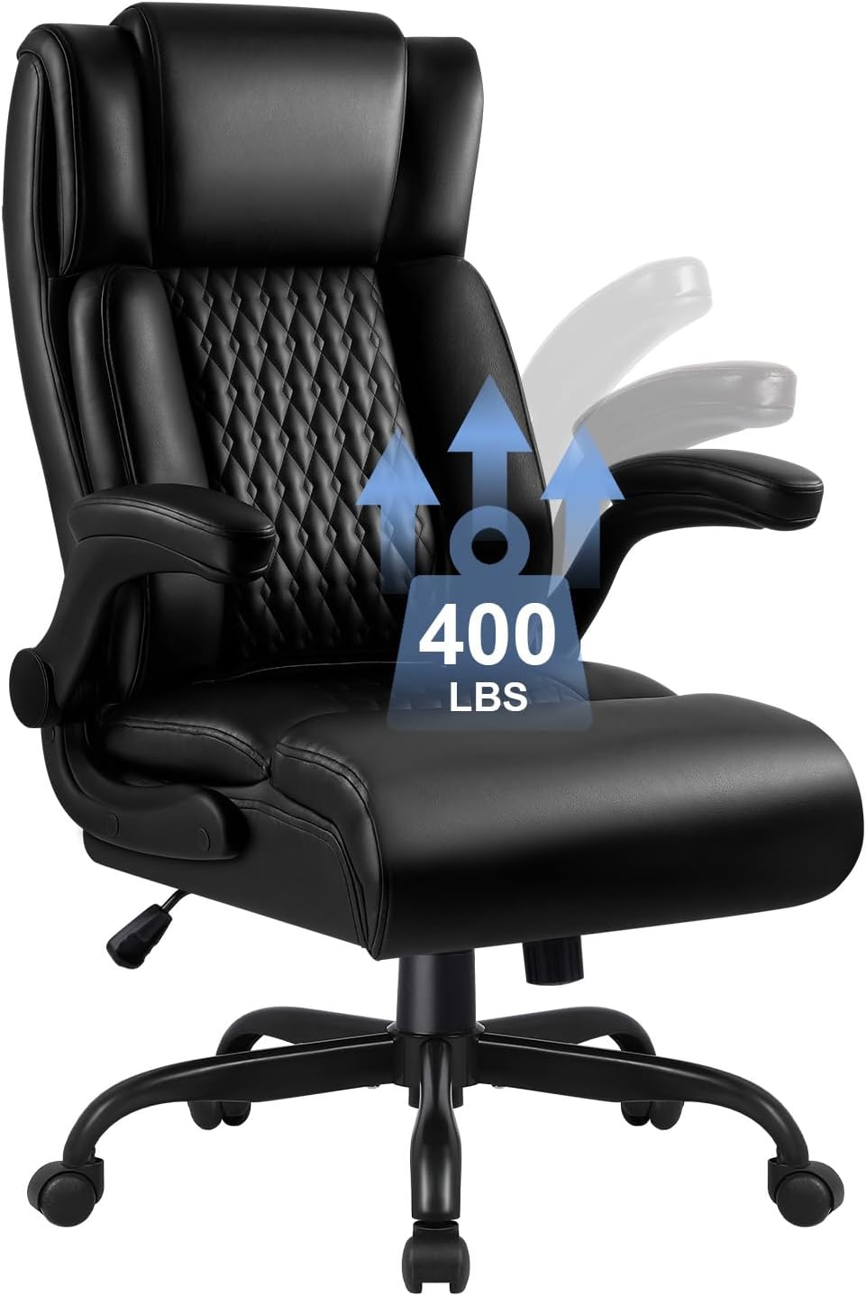 Comfortable Big & Tall Leather Office Chair - Lumbar Support - VENDORZ