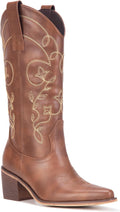 Wide Calf Cowboy Boots for Women Mid Calf Pointy Toe - Comfortable