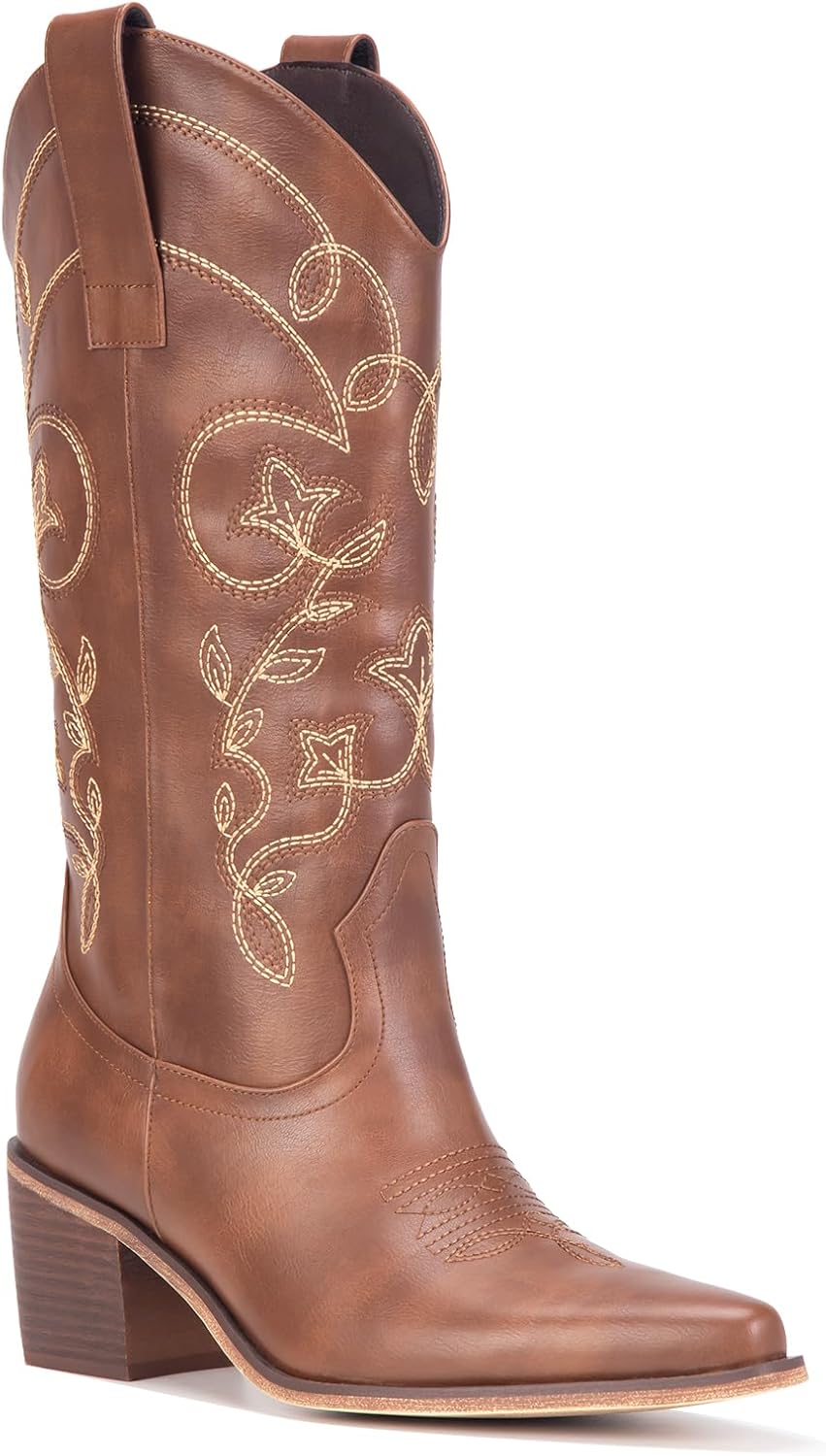 Wide Calf Cowboy Boots for Women with Embroidery and Comfort
