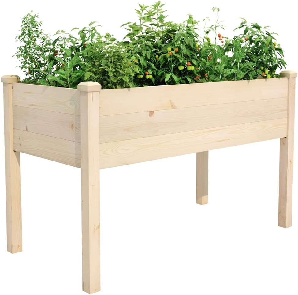 Raised Garden Bed Elevated Wood Planter Box for Outdoor Use