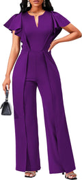 Elegant Jumpsuits for Women Long Straight Pants - Formal Purple