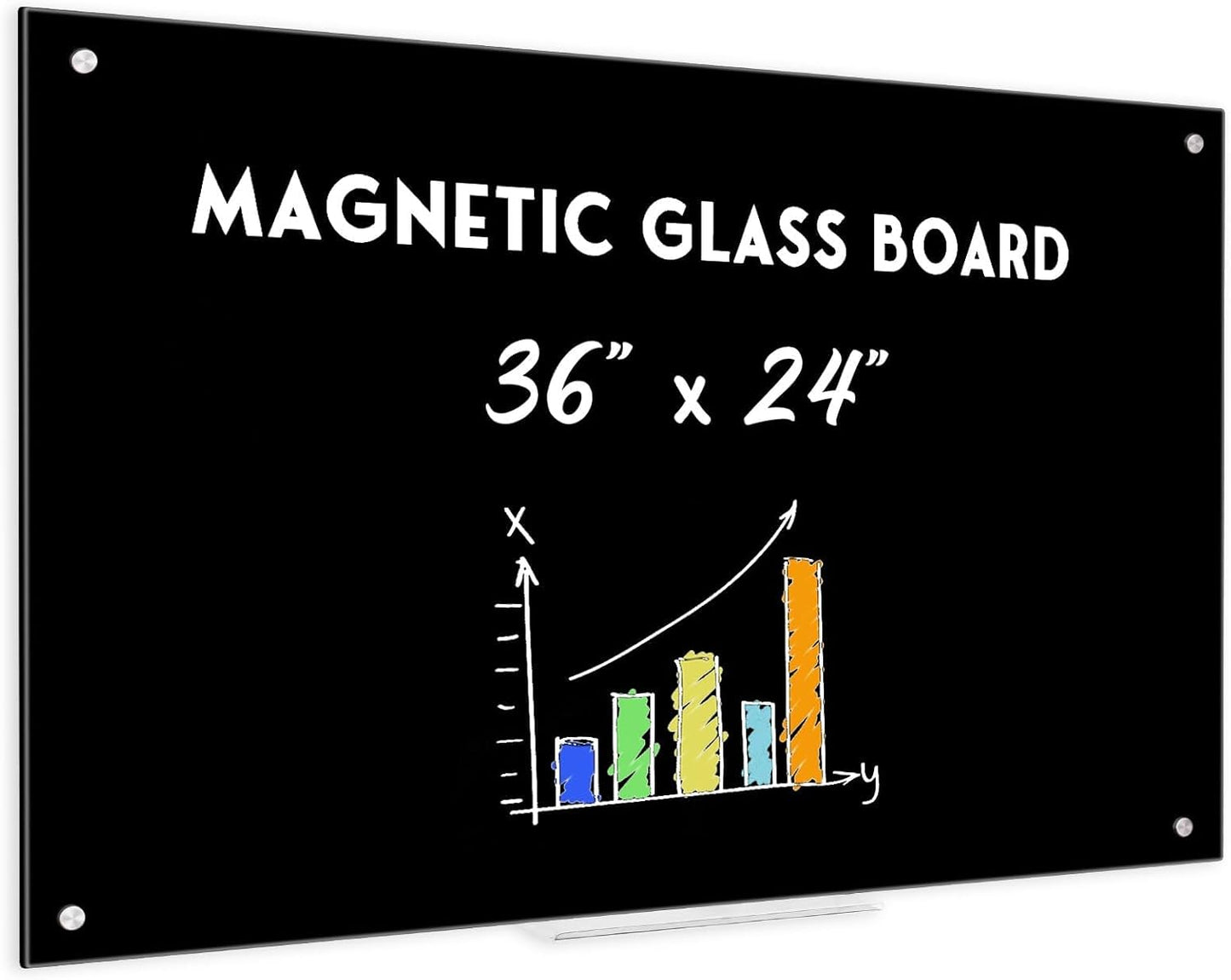 Black Dry Erase Board 36in x 24in Magnetic Glass Whiteboard