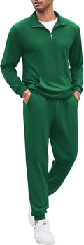 COOFANDY Men's Tracksuit 2 Piece Quarter Zip Sweatsuit Set - Casual