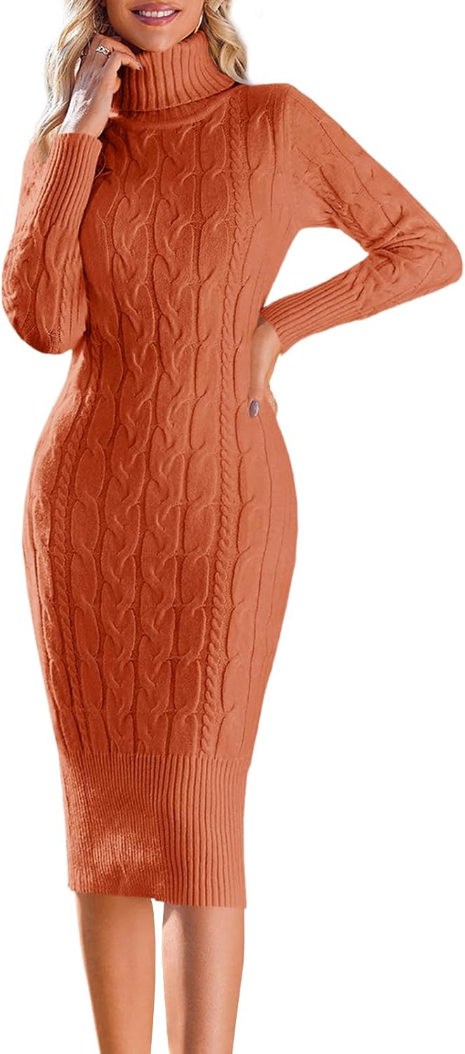 Stylish Women Long Sleeve Turtleneck Sweater Dress for All Occasions
