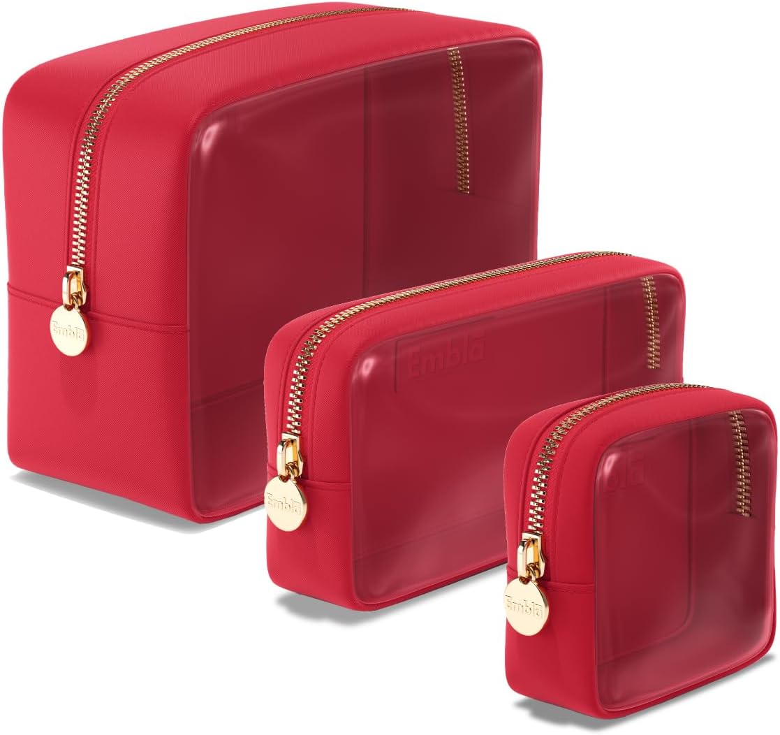 Clear Cosmetic Bags Set of 3 for Women - Travel Makeup Pouches