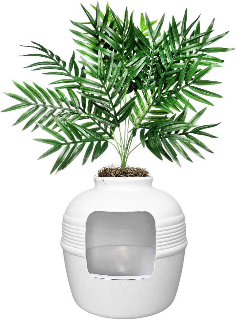 Hidden Cat Litter Box Enclosure with Stylish Planter Design