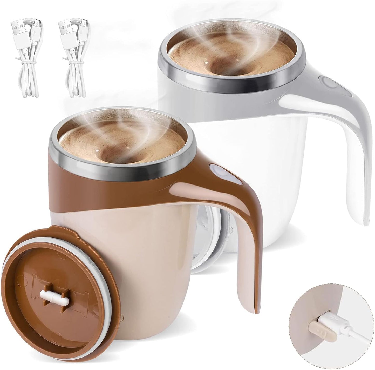 Self-Stirring Magnetic Coffee Mug Duo