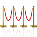 Gold Stanchion Post Queue Velvet Ropes and Posts Set - Durable Crowd