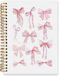 Coquette Pink Bow Spiral Notebook - Preppy Lined 5.5x8.3 in