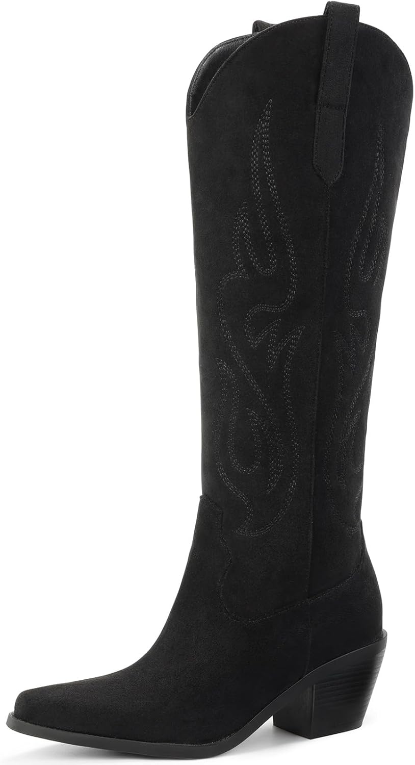 Pasuot Western Cowboy Boots for Women - Knee High Wide Calf Style