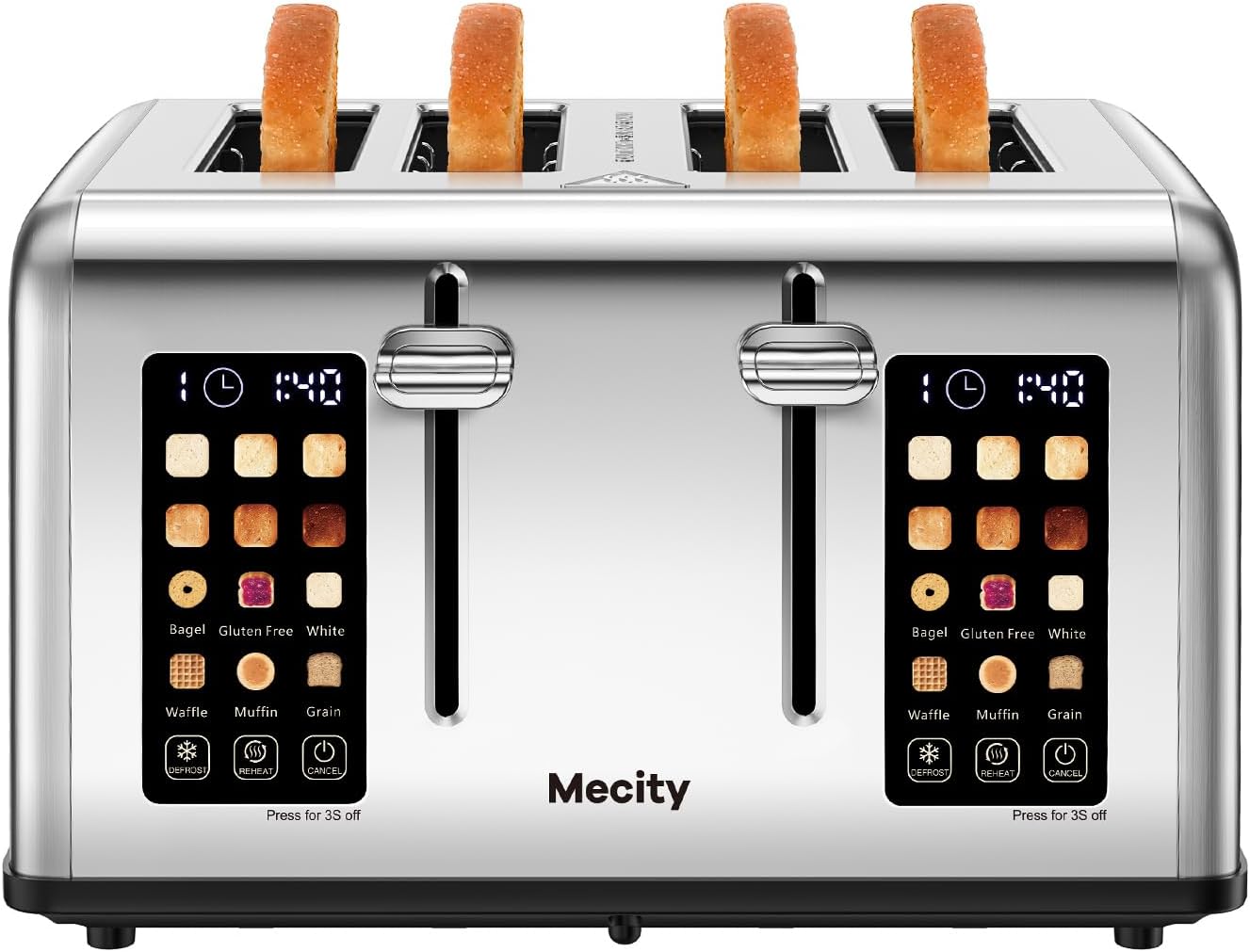 Mecity 4 Slice Toaster with Touch Screen Control for Perfect Toast