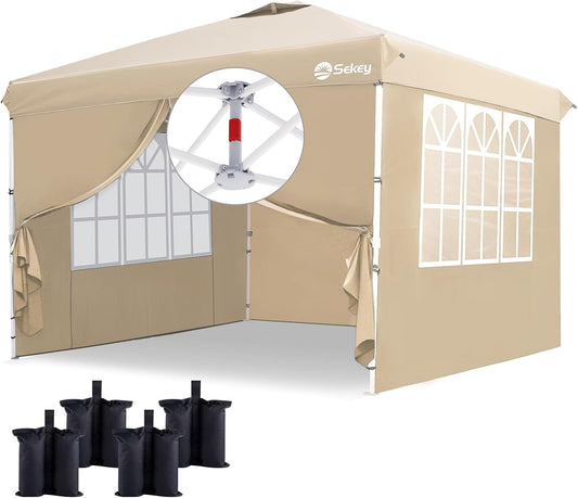 10x10 Pop Up Canopy with Sidewalls for Instant Outdoor Shade