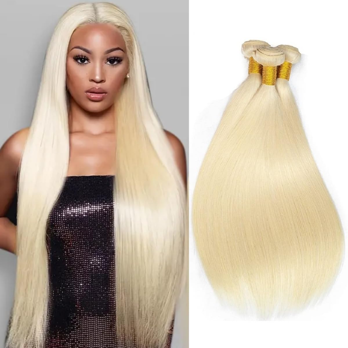613 Bundles Human Hair 12A Grade Straight Blonde Extensions