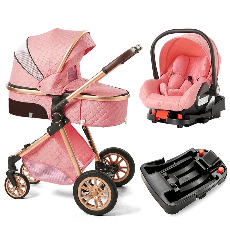 Baby Stroller with Bassinet, Folding Pram for Newborns