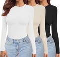Ekouaer Womens 3 Pack Long Sleeve Crew Neck Thermal Tops - Lightweight