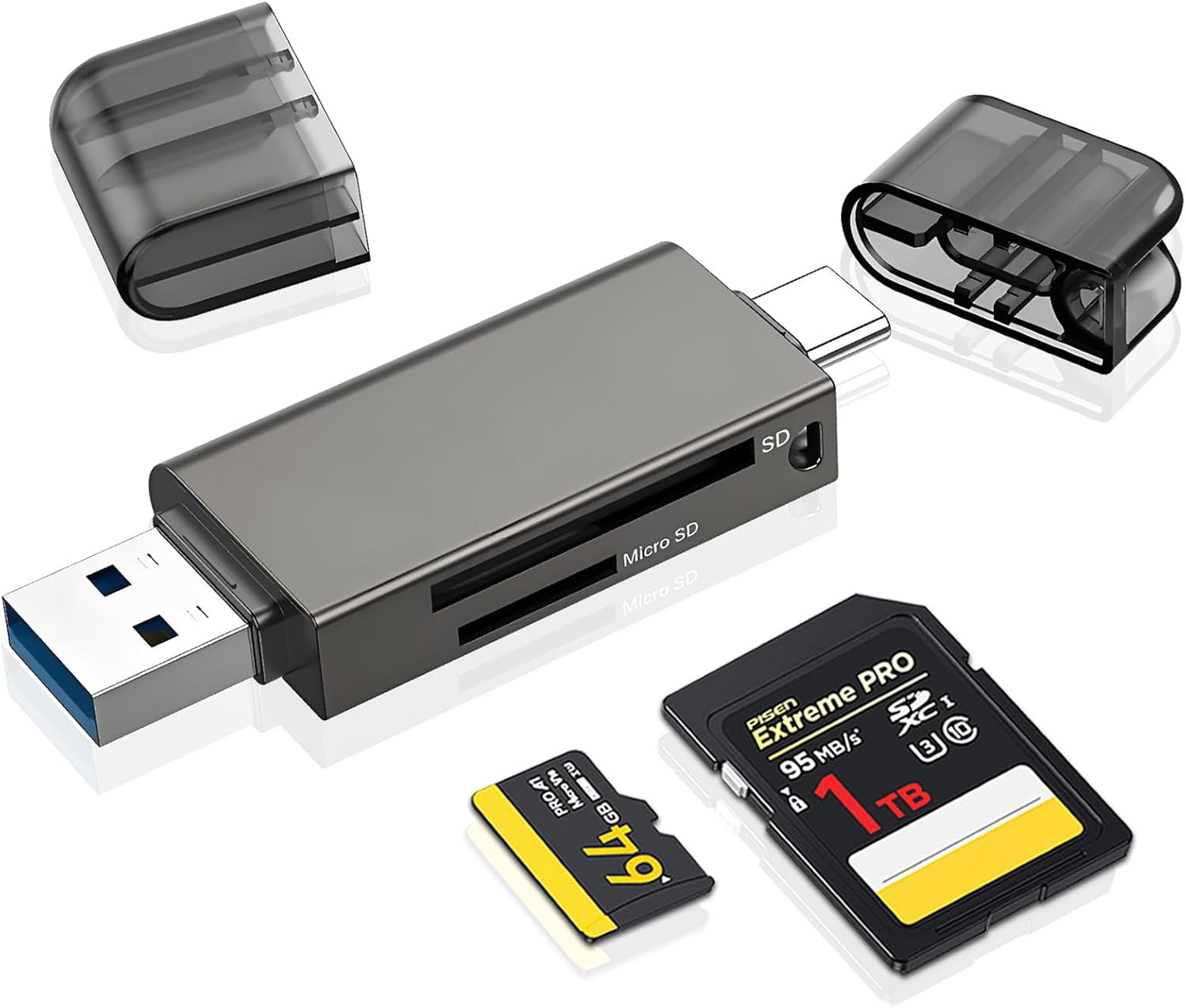 DERSUR 2 in 1 Micro SD Card Reader - Portable OTG Adapter