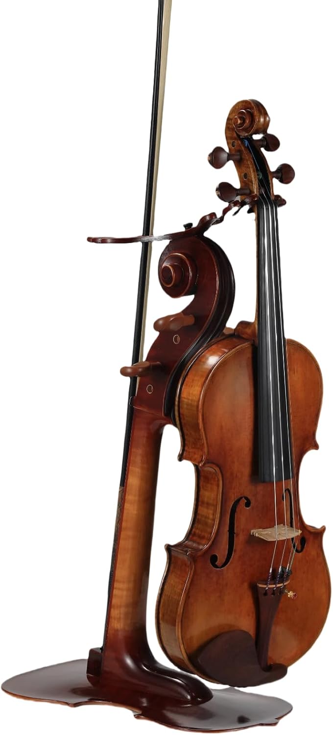 Solid Wood Violin Stand with Bow Holder - No Assembly Needed