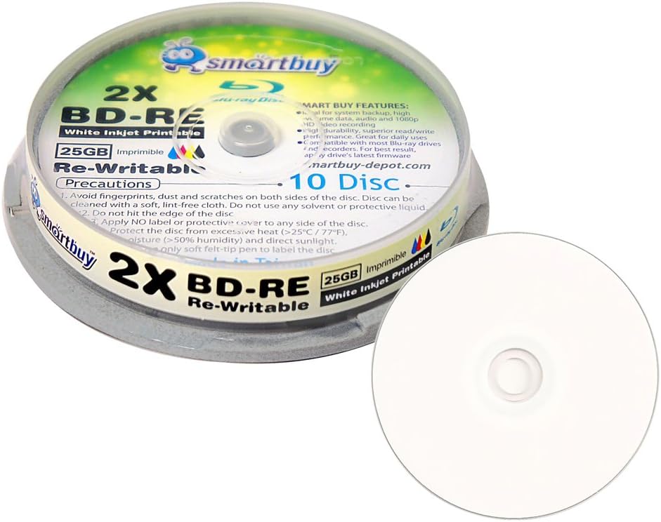 Smartbuy 50 Pack 2X 25GB BD-RE Rewritable Blu-ray Discs