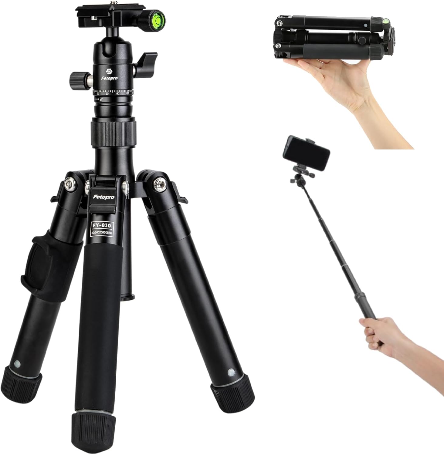 Fotopro Mini Tripod with Ball Head for Phones and Cameras