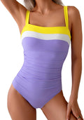 One Piece Tummy Control Swimsuit - Slimming Color Block Design