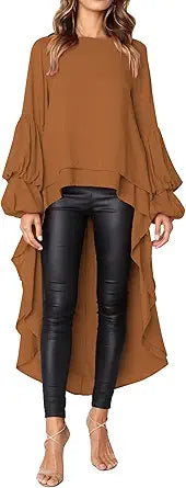 PRETTYGARDEN Women's Lantern Long Sleeve Casual Blouse Dress