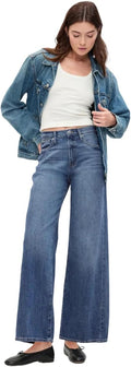 GAP Women's High Rise Jeans with Wide Leg Design for Everyday Wear