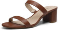Womens Two Strap Open Toe Low Block Chunky Heels Sandals - Dress
