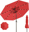 10FT Solar Umbrella 32 LED Lighted Patio Umbrella w/Tilt and Crank